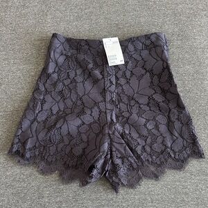 H&M High Waist Lace Shorts in Dark Gray
